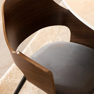 Chaise en bois foncé et velours gris florence (lot de 2)