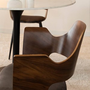 Chaise en bois foncé et velours gris florence (lot de 2)