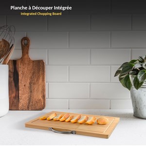 Fishtec boîte à pain en bambou - couvercle vitré transparent, planche à