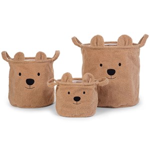 Lot de 3 paniers teddy beige
