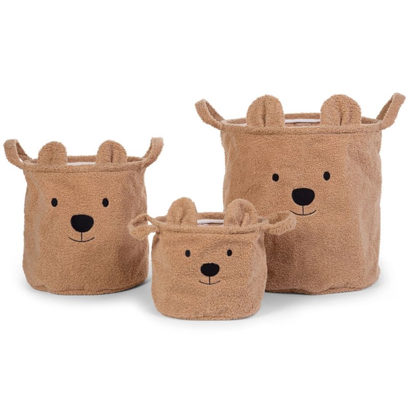 Lot de 3 paniers teddy beige