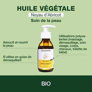 Pranarom - huile végétale de noyau d'abricot vierge - bio