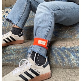 Serre-pantalon vélo réfléchissant orange fluo