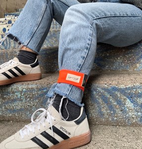 Serre-pantalon vélo réfléchissant orange fluo