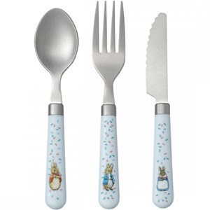 Lot de 3 couverts en inox pierre lapin