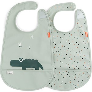 Lot de 2 bavoirs imperméables à velcro croco vert