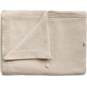 Couverture tricotée en coton bio textured dots off white (80 x 100 cm)