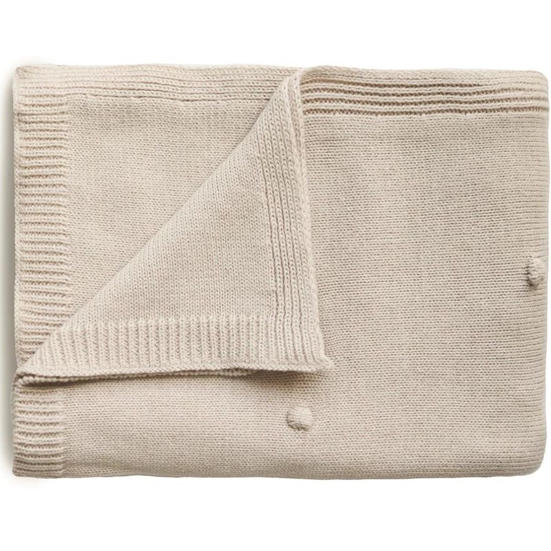 Couverture tricotée en coton bio textured dots off white (80 x 100 cm)