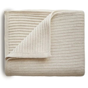 Couverture en coton bio ribbed beige melange (80 x 100 cm)