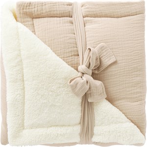 Couverture polaire double gaze de coton biscuit (70 x 100 cm)