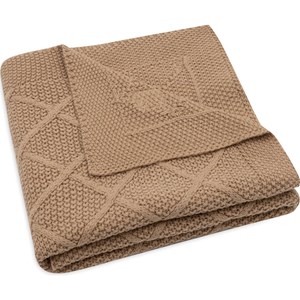 Couverture en tricot check knit biscuit (75 x 100 cm)