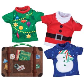 Lot de 3 pullovers noël avec valise pour lutin farceur