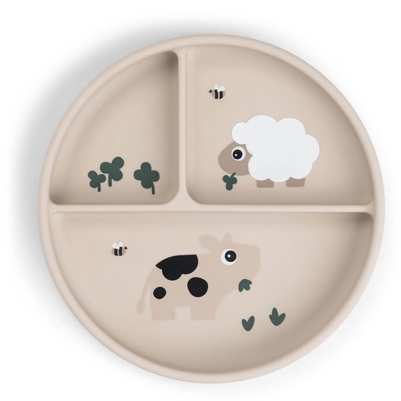 Assiette à compartiments stick&stay tiny farm sable