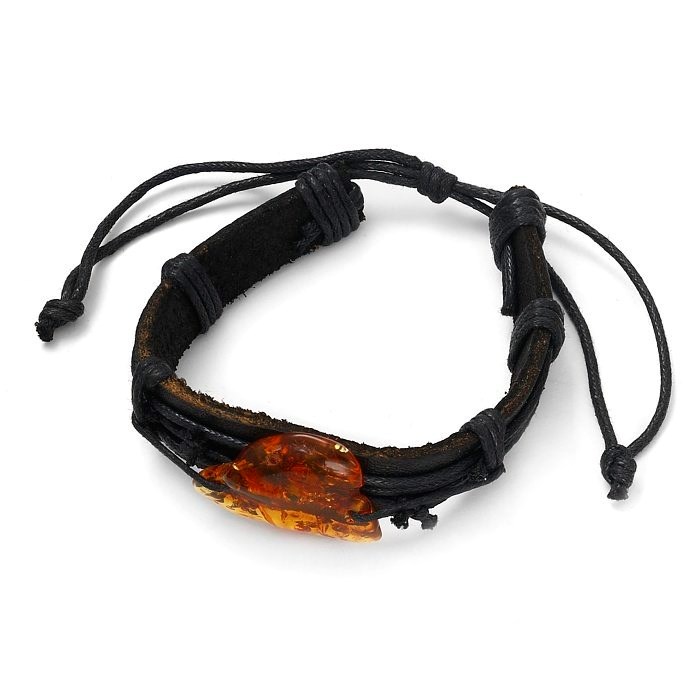 Bracelet cuir et ambre