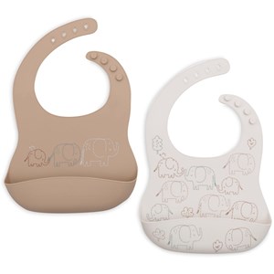Lot de 2 bavoirs en silicone elephant tales