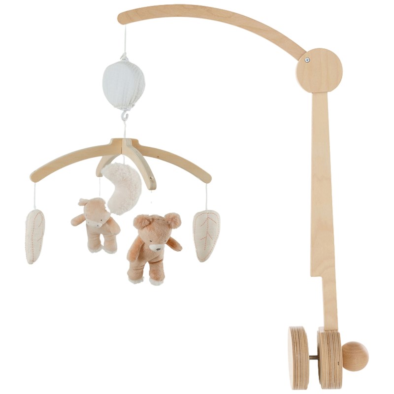 Mobile musical avec bras en bois lily et fluffy