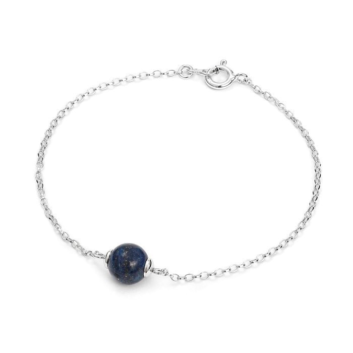 Bracelet argent rhodié lapis
