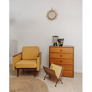 Jakob, le fauteuil en tissu jaune n°648