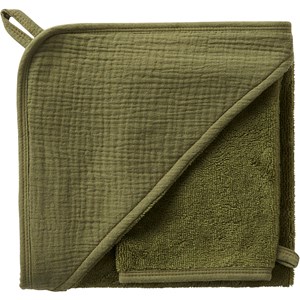 Cape de bain bambou + gant fougère (70 x 70 cm)