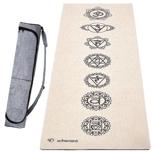 Pack tapis yoga chanvre 7 chakras + sac microfibre