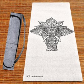 Pack tapis yoga chanvre elephant + sac microfibre