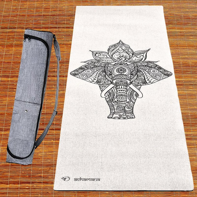 Pack tapis yoga chanvre elephant + sac microfibre