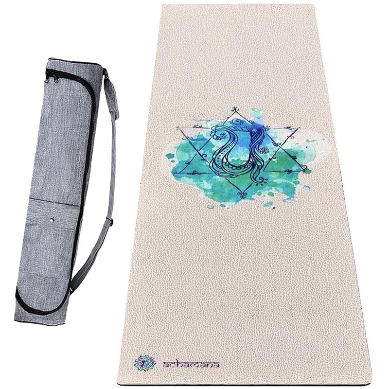 Pack tapis yoga chanvre chakra coeur + sac microfibre