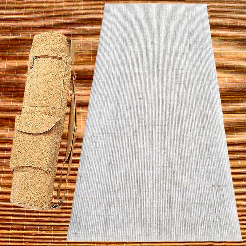 Pack tapis de yoga naturel jute blanc 4mm + sac liege