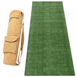 Pack tapis de yoga naturel jute vert 4mm + sac liege