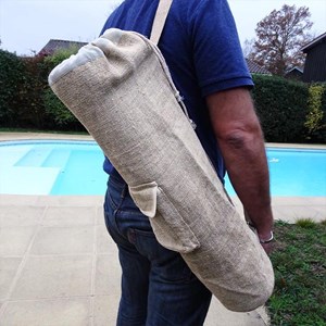 Pack tapis de yoga naturel jute gris 4mm + sac chanvre