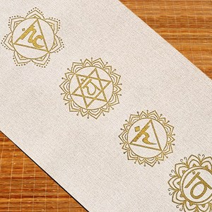 Pack tapis yoga chanvre 7 chakras or + sac liège