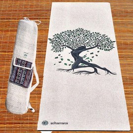 Pack tapis yoga chanvre arbre de vie + sac chanvre