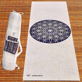 Pack tapis yoga chanvre fleur de vie + sac chanvre