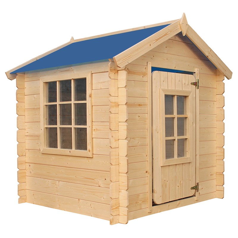 Maison en bois pour enfants -toit bleu- 0.9 m2