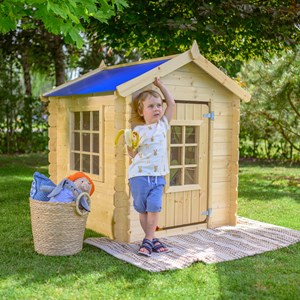 Maison en bois pour enfants -toit bleu- 0.9 m2