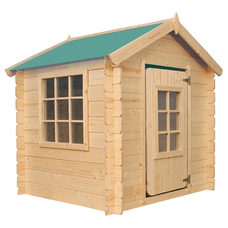 Timbela m570z-1 maison en bois pour enfants -toit vert- 0.9 m2