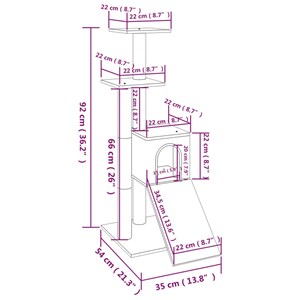 Arbre à chat meuble tour grimper jouet 35 x 54 x 92 cm gris