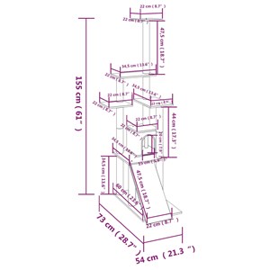 Arbre à chat meuble tour grimper jouet 54 x 73 x 155 cm gris