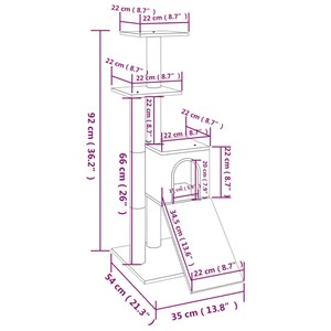 Arbre à chat meuble tour grimper jouet 35 x 54 x 92 cm crème