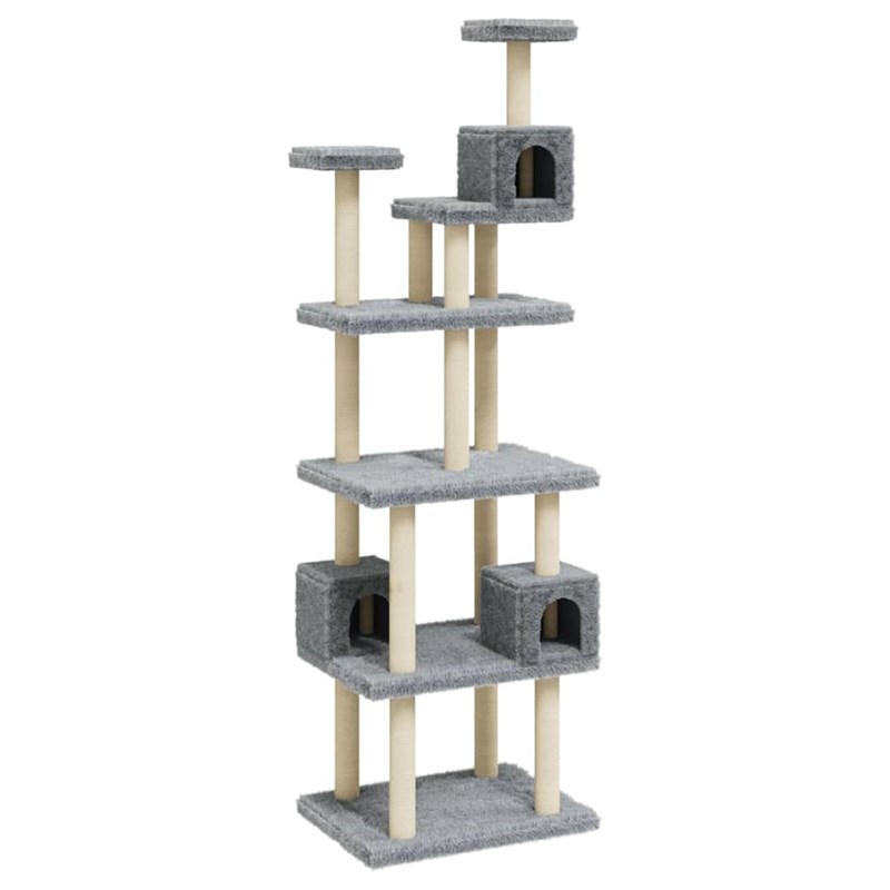Helloshop26 - Arbre à chat meuble tour grimper jouet 60.5 x 48 x 188 cm gris
