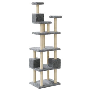 Arbre à chat meuble tour grimper jouet 60.5 x 48 x 188 cm gris