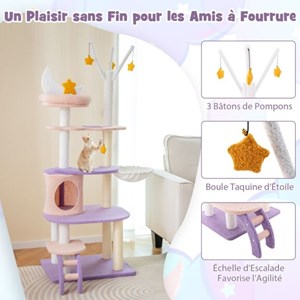 Arbre à chat violet tour à plusieurs 59 x 49 x 158 cm