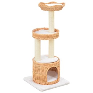 Arbre à chat griffoir grattoir niche jouet 40 x 40 x 94 cm bois marron