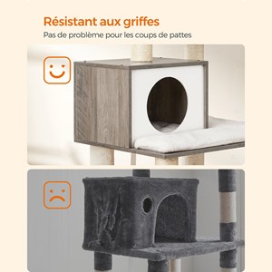 Arbre à chat tour de jeux 138 55 x 45 x 138 cm gris