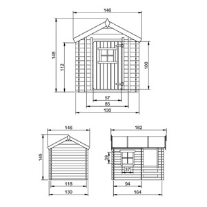 Maison en bois pour enfants - 182x146xh145cm-1.1m2