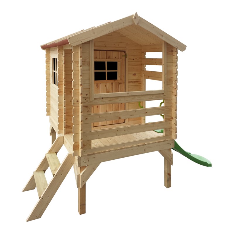 Maisonnette en bois avec toboggan - 82x146xh205cm-1.1m2