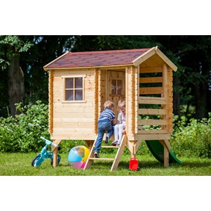 Maisonnette en bois avec toboggan - 82x146xh205cm-1.1m2