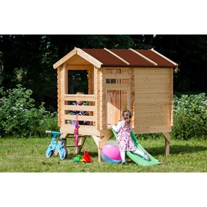 Maisonnette en bois avec toboggan - 82x146xh205cm-1.1m2
