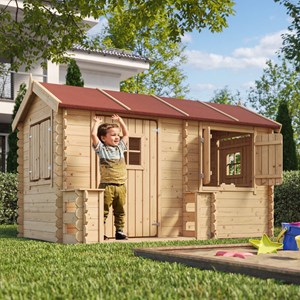 Maison en bois pour enfants - 146x241xh151cm 2.63m2 - beige