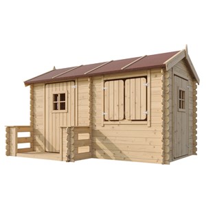 Maison en bois pour enfants - 146x241xh151cm 2.63m2 - beige